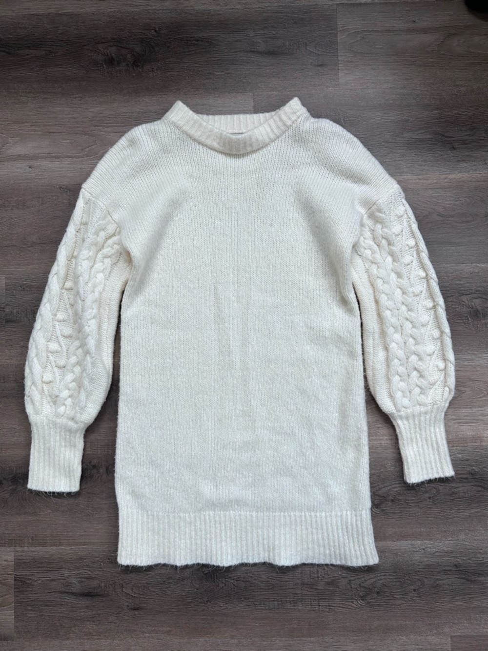 A New Day Cable-Sleeve Crewneck Sweater Dress